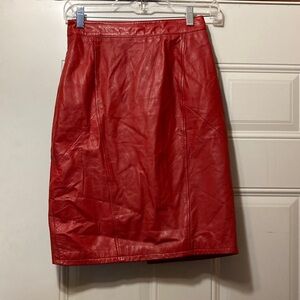 Vintage‎ Chia Red Leather Skirt 6